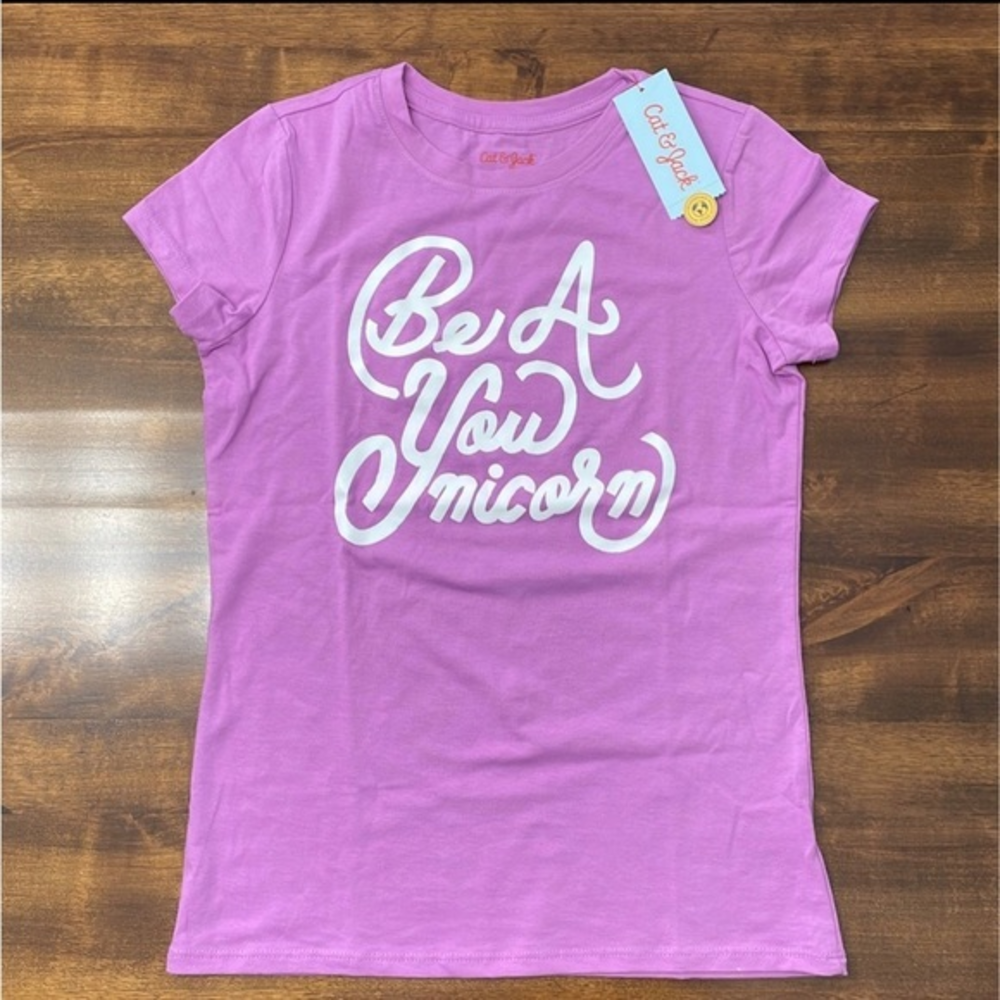 Cat & Jack Purple Be a Younicorn Short Sleeve T-Shirt‎ - L (10-12)